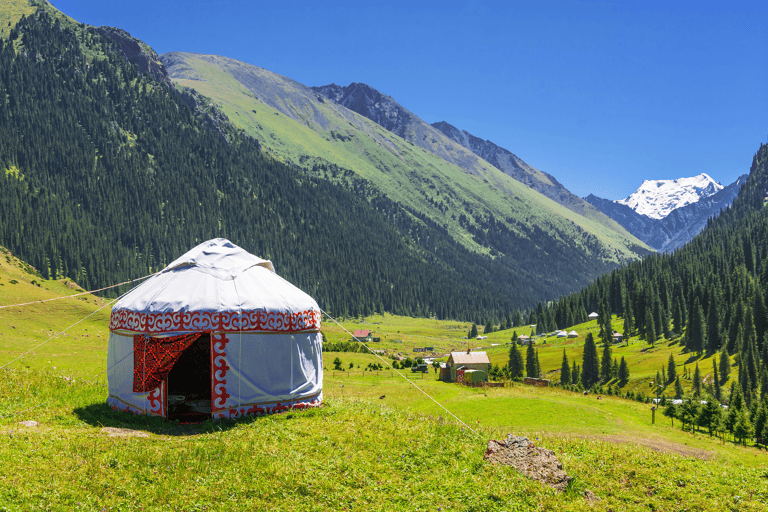 Kyrgyzstan-mountains-white-yurt