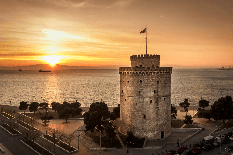 europe-greece-thessaloniki-white-tower-sunset-sea-boats-boulevard