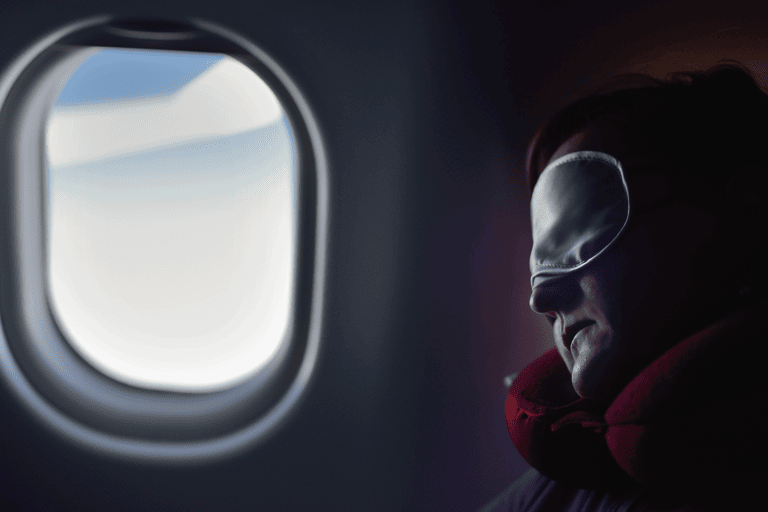 generic-airplane-male-passenger-window-neck-pillow-eye-mask-sleeping